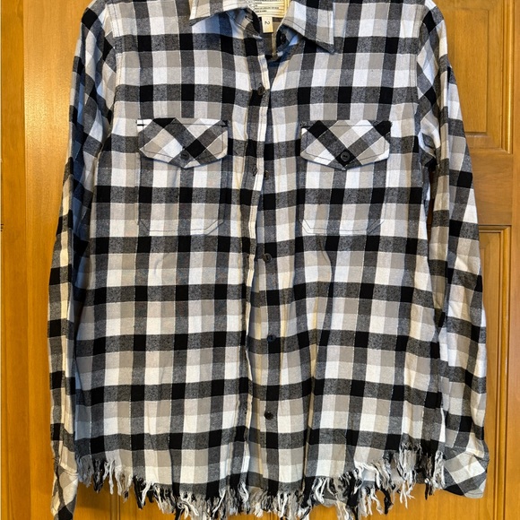 Current/Elliott Tops - Current/Elliott Black and White Checkered Button Down Shirt